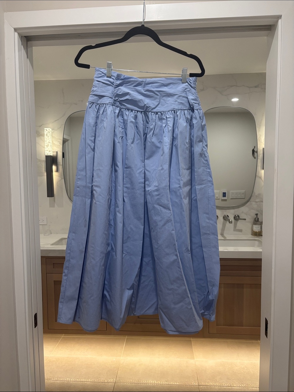 Commense Light Blue Full Gathered Midaxi Skirt